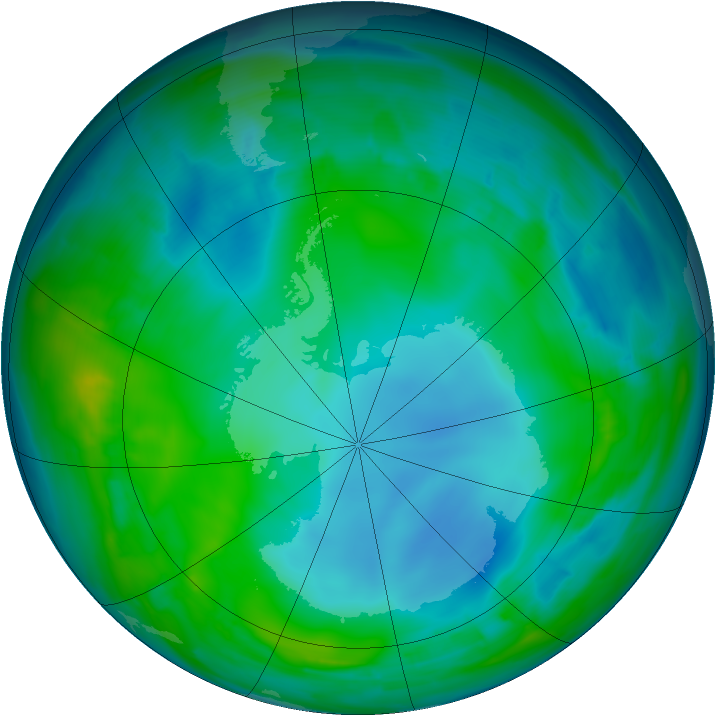 Antarctic ozone map for 21 May 2014